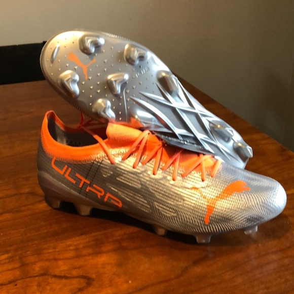 Puma Ultra 1.4 FG/AG Men's Soccer Cleats US Silver Neon Citrus 106694-01 - Picture 1 of 6